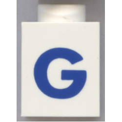 Brick 1 x 1 with Blue Capital Letter G Pattern (Bold Font)