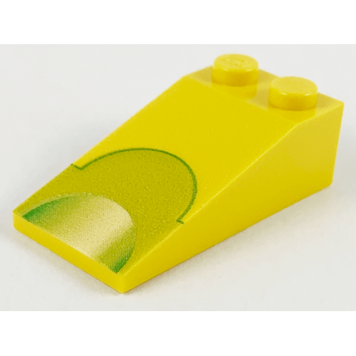 Деталь LEGO 30363px2 Slope 18 4 x 2 with Lime Semicircle Pattern