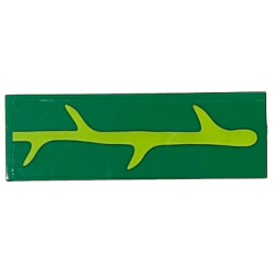 Tile 2 x 6 with Lime Mandrake Leaf Veins Pattern (Sticker) - Set 76433
