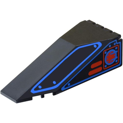 Деталь LEGO 2507pb04 Windscreen 10 x 4 x 2 1/3 Canopy with Blue Outlines and Red Square Pattern