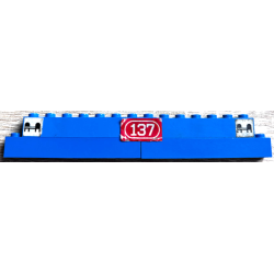 Stickered Assembly 16 x 1 x 2 with Black Train Sleeping Car Bed on White Background and '137' on Red Background Pattern (Stickers) - Set 137-2 - 1 Brick 1 x 6, 3 Brick 1 x 8