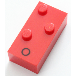 Brick, Braille 2 x 4 with 3 Studs with Black Capital Letter O Pattern (dots-135 ⠕)