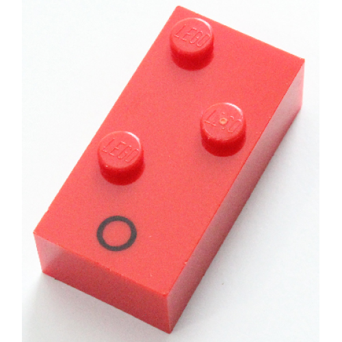 Деталь LEGO 60229pb01 Brick, Braille 2 x 4 with 3 Studs with Black Capital Letter O Pattern (dots-135 ⠕)
