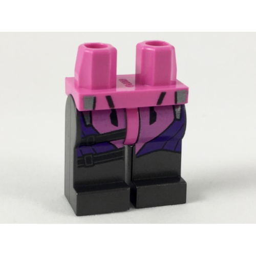 Деталь LEGO 970c77pb08 Hips and Pearl Dark Gray Legs with Leotard, Black Straps, and Dark Purple Triangle Panels Pattern