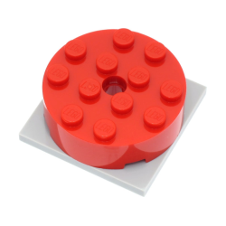 Turntable 4 x 4 x 1 1/3 with Light Bluish Gray Square Base, Locking (87081 / 61485) - Red Turntable 4 x 4 x 1 1/3 with Light Bluish Gray Square Base, Locking (87081 / 61485) - Red