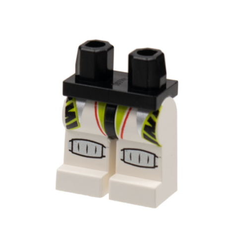 Деталь LEGO 970c01pb01 Hips and White Legs with Lime Stripes and Silver Knee Pads Pattern
