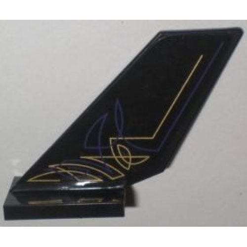 Деталь LEGO 6239pb025L Tail Shuttle with Purple and Gold Geometric Lines Pattern on Left Side (Sticker) - Set 5984