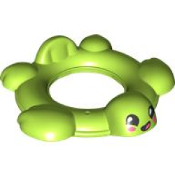 Duplo Bath Toy 8 x 8 Floating Ring, Top - Turtle with Black Eyes, Coral Ovals on Cheeks, Lopsided Open Mouth Smile with Tongue Pattern Duplo Bath Toy 8 x 8 Floating Ring, Top - Turtle with Black Eyes, Coral Ovals on Cheeks, Lopsided Open Mouth Smile with Tongue Pattern