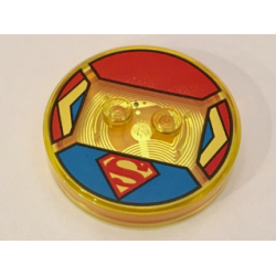 Dimensions Toy Tag 4 x 4 x 2/3 with 2 Studs and Trans-Orange Bottom with Superman 'S' Logo on Blue Background and Blue, Red, and Yellow Sides Pattern (Supergirl) Dimensions Toy Tag 4 x 4 x 2/3 with 2 Studs and Trans-Orange Bottom with Superman 'S' Logo on Blue Background and Blue, Red, and Yellow Sides Pattern (Supergirl)