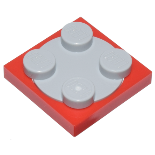Деталь LEGO 3680c02 Turntable 2 x 2 Plate with Light Bluish Gray Top (3680 / 3679) - Red