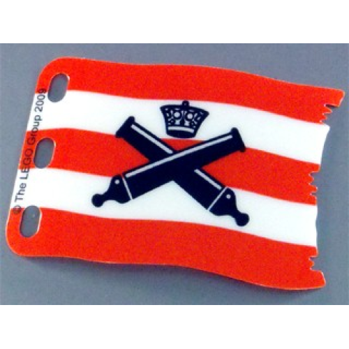 Деталь LEGO 84624 Plastic Flag 7 x 4 with Crossed Cannons over Red Stripes Pattern