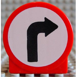Duplo, Brick 1 x 2 x 2 Round Top with Black Right Turn Arrow on White Background Pattern Duplo, Brick 1 x 2 x 2 Round Top with Black Right Turn Arrow on White Background Pattern