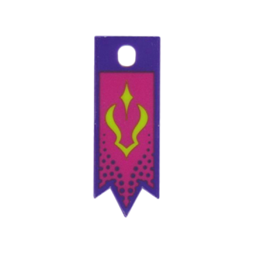 Деталь LEGO multipls01a Plastic Part for Sets 41179 and 41180 - Dark Purple and Magenta Flag with Lime Elves Symbol Pattern