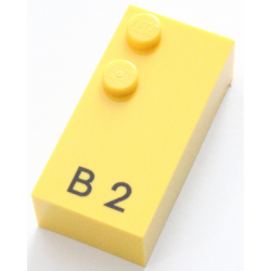 Brick, Braille 2 x 4 with 2 Studs with Black Capital Letter B / Number 2 Pattern (dots-12 ⠃) Brick, Braille 2 x 4 with 2 Studs with Black Capital Letter B / Number 2 Pattern (dots-12 ⠃)