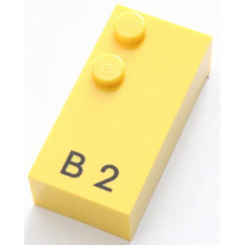 Деталь LEGO 60190pb01 Brick, Braille 2 x 4 with 2 Studs with Black Capital Letter B / Number 2 Pattern (dots-12 ⠃)