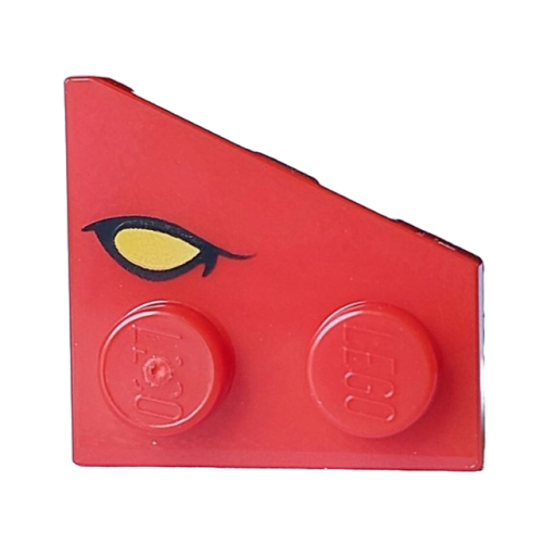 Деталь LEGO 24299pb02 Wedge, Plate 2 x 2 Left with Yellow Eye with Black Eyelid Pattern (Dungeons & Dragons Red Dragon)