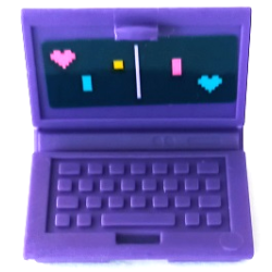 Minifigure, Utensil Computer Laptop with Pong Video Game Screen, Dark Pink and Medium Azure Hearts and Rectangles, Yellow Square and White Line Pattern (Sticker) - Set 41450 Minifigure, Utensil Computer Laptop with Pong Video Game Screen, Dark Pink and Medium Azure Hearts and Rectangles, Yellow Square and White Line Pattern (Sticker) - Set 41450