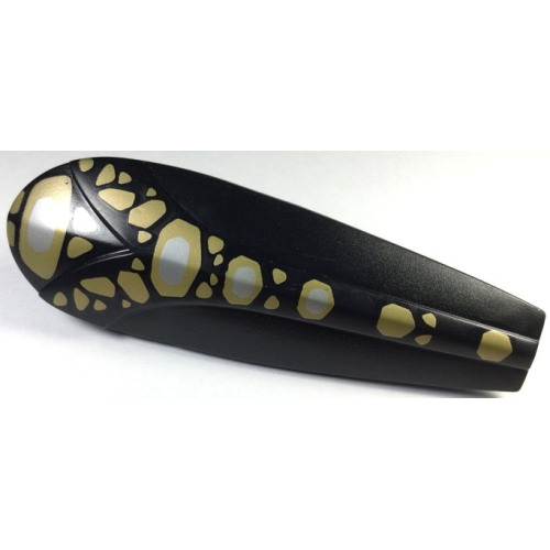 Деталь LEGO 41396pb01 Galidor Accessory Shield 4 x 12 x 3 Rubber with Axle with Gold and Silver Spots Pattern