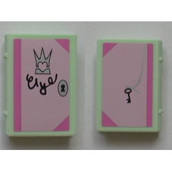 Minifigure, Utensil Book 2 x 3 with Lock and Key, Crown and Love Notes Diary Pattern (Stickers) - Set 5808 Minifigure, Utensil Book 2 x 3 with Lock and Key, Crown and Love Notes Diary Pattern (Stickers) - Set 5808