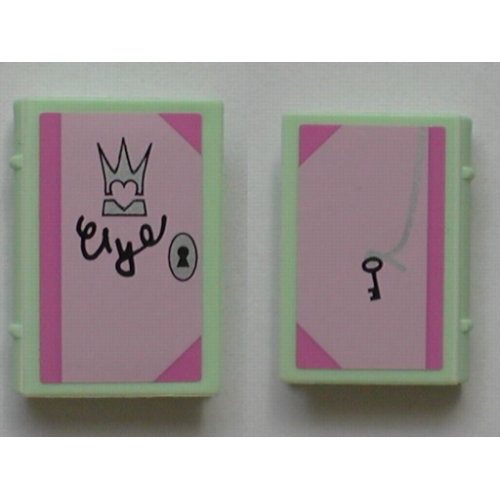 Деталь LEGO 33009pb016 Minifigure, Utensil Book 2 x 3 with Lock and Key, Crown and Love Notes Diary Pattern (Stickers) - Set 5808