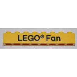 Brick 1 x 8 with Black 'LEGO Fan' Text Pattern on front and 'ANNO 1958' Text Pattern on back