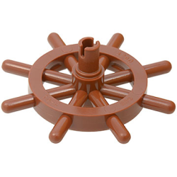 Boat, Ship's Wheel with Slotted Pin - Reddish Brown Boat, Ship's Wheel with Slotted Pin - Reddish Brown