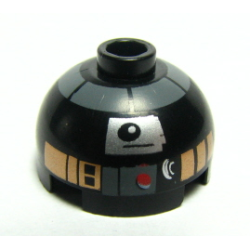Brick, Round 2 x 2 Dome Top with Silver and Copper Pattern (R2-Q5 Droid)
