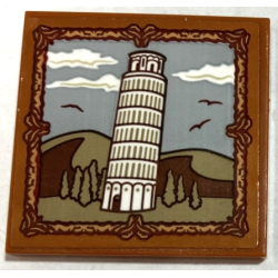Tile 4 x 4 with Framed Picture of The Leaning Tower of Pisa Pattern (Sticker) - Set 40595