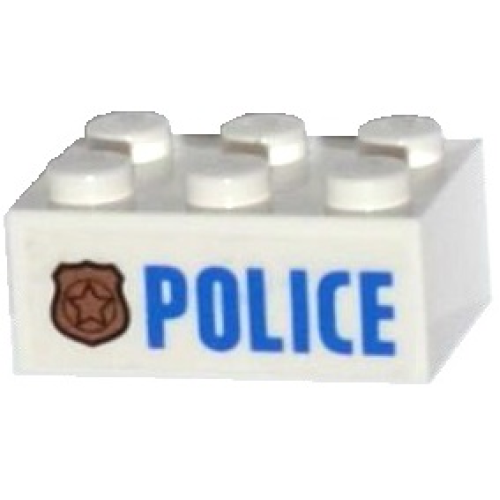 Деталь LEGO 3002pb30 Brick 2 x 3 with Police Copper Star Badge and Blue 'POLICE' Pattern (Sticker) - Set 60130