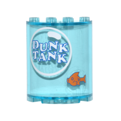 Cylinder Half 2 x 4 x 4 with 'DUNK TANK' in White Bubble and Orange Fish Pattern (Stickers) - Set 10244 Cylinder Half 2 x 4 x 4 with 'DUNK TANK' in White Bubble and Orange Fish Pattern (Stickers) - Set 10244