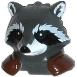 Minifigure, Head, Modified Raccoon with Reddish Brown Shoulder Pads Pattern (Rocket)