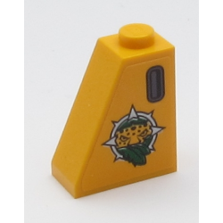 Slope 65 2 x 1 x 2 with Leopard Head, Leaves and Dark Bluish Gray Handle Pattern Model Right Side (Sticker) - Set 60161 Slope 65 2 x 1 x 2 with Leopard Head, Leaves and Dark Bluish Gray Handle Pattern Model Right Side (Sticker) - Set 60161