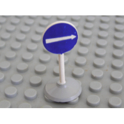 Road Sign with Post, Round with White Arrow Right Pattern, Type 1 Base Road Sign with Post, Round with White Arrow Right Pattern, Type 1 Base