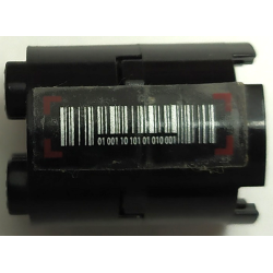 Stickered Assembly 2 x 2 x 2 with Silver Barcode and Dark Red Corners Pattern (Sticker) - Set 7702 - 2 Brick, Round 2 x 2 with Axle Hole