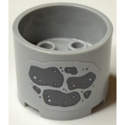 Brick, Round 3 x 3 x 2 with Recessed Center and Axle Hole with Dark Bluish Gray Stones and Dots Pattern on Both Sides (Stickers) - Set 43231