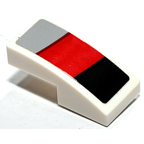 Деталь LEGO 11477pb183L Slope, Curved 2 x 1 x 2/3 with Black, Light Bluish Gray and Black Stripes Pattern Model Left Side (Sticker) - Set 75888