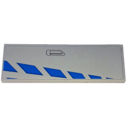 Tile 2 x 6 with Blue Stripes and Black Door Handle Outline Pattern Model Right Side (Sticker) - Set 76917