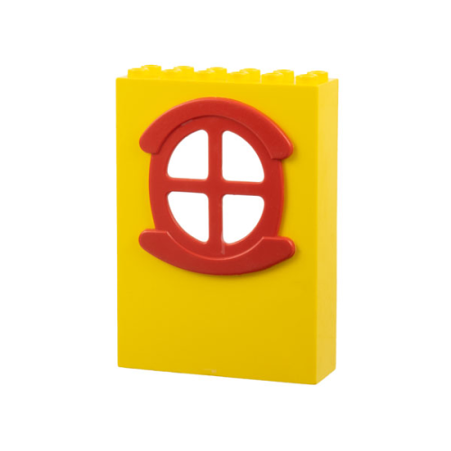 Деталь LEGO x635c01 Fabuland Building Wall 2 x 6 x 7 with Round Symmetric Red Window