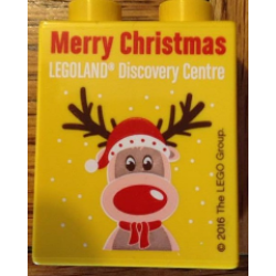 Duplo, Brick 1 x 2 x 2 with LEGOLAND Discovery Centre Merry Christmas 2016 Pattern