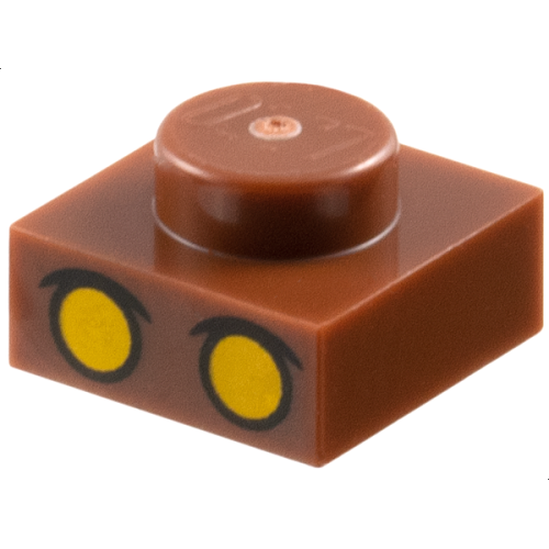 Деталь LEGO 3024pb026 Plate 1 x 1 with Bright Light Orange Eyes with Upper Eyelids Pattern