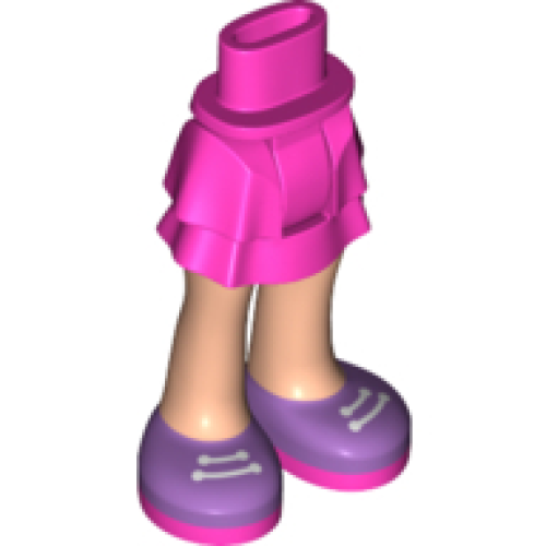 Деталь LEGO 92250c00pb22 Mini Doll Hips and Skirt Layered, Light Nougat Legs and Medium Lavender Shoes with White Laces and Dark Pink Soles Pattern - Thick Hinge