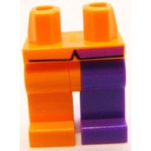 Деталь LEGO 970d14pb01 Hips and 1 Dark Purple Left Leg, 1 Orange Right Leg, Coattails Pattern