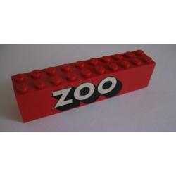 Stickered Assembly 10 x 2 x 2 with 'ZOO' Pattern (Sticker) - Set 258-1 - 2 Brick 2 x 10