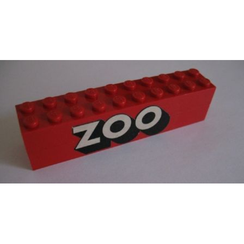 Деталь LEGO BA029pb01 Stickered Assembly 10 x 2 x 2 with 'ZOO' Pattern (Sticker) - Set 258-1 - 2 Brick 2 x 10