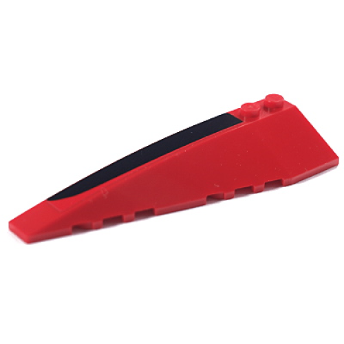 Деталь LEGO 50955pb018 Wedge 10 x 3 Left with Black and Red Trim Pattern (Sticker) - Set 8652
