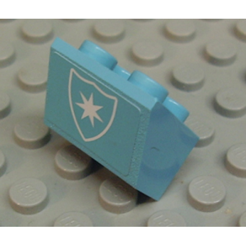 Деталь LEGO 3660pb008 Slope, Inverted 45 2 x 2 with Flat Bottom Pin with White Maersk Star Logo Pattern (Sticker) - Set 10152