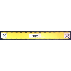 Stickered Assembly 14 x 1 x 1 with Black Knife, Fork and Number 182 on White Background Pattern (Stickers) - Set 182 - 1 Brick 1 x 6, 1 Brick 1 x 8
