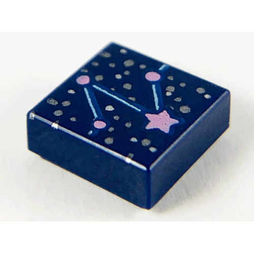 Деталь LEGO 3070pb206 Tile 1 x 1 with Constellation with Metallic Light Blue, Metallic Pink, and Silver Stars, Dots, and Lines Pattern