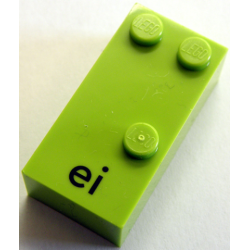 Brick, Braille 2 x 4 with 3 Studs with Black Lowercase Letters ei Pattern (dots-146 ⠩) (German)