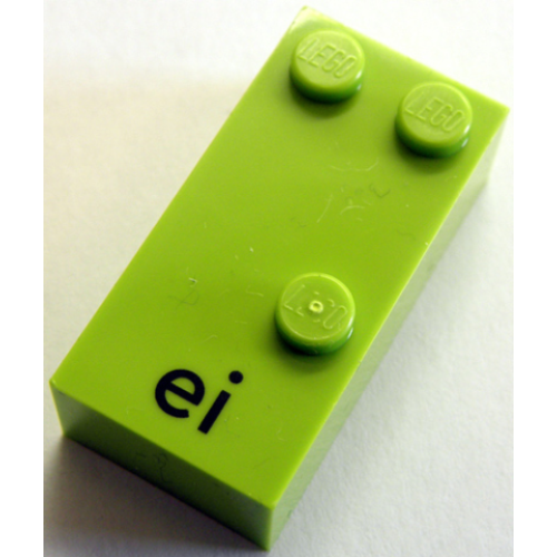 Деталь LEGO 60312pb02 Brick, Braille 2 x 4 with 3 Studs with Black Lowercase Letters ei Pattern (dots-146 ⠩) (German)